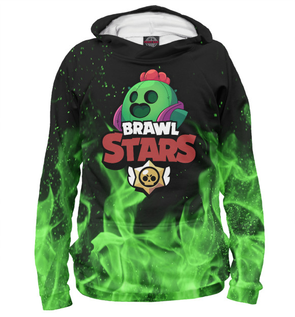 Мужское худи с изображением Brawl Stars - Spike цвета Белый