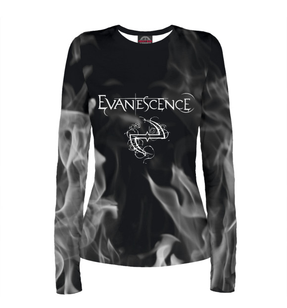 Женский лонгслив с изображением Evanescence - пламя цвета Белый
