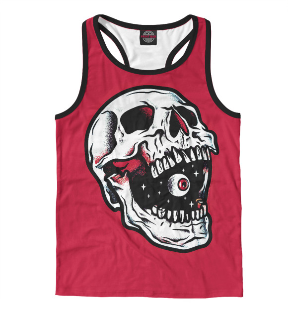 Мужская майка-борцовка с изображением Всевидящий череп цвета Белый