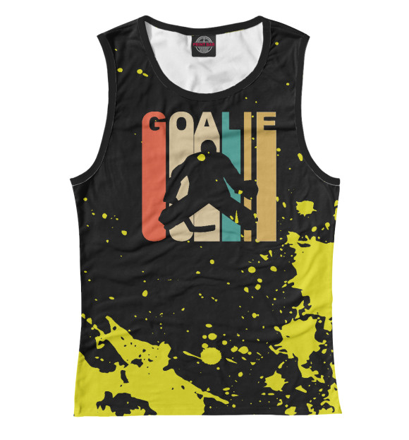 Майка для девочки с изображением Retro 1970's Hockey Goalie цвета Белый
