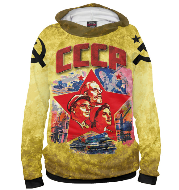 Мужское худи с изображением СССР цвета Белый