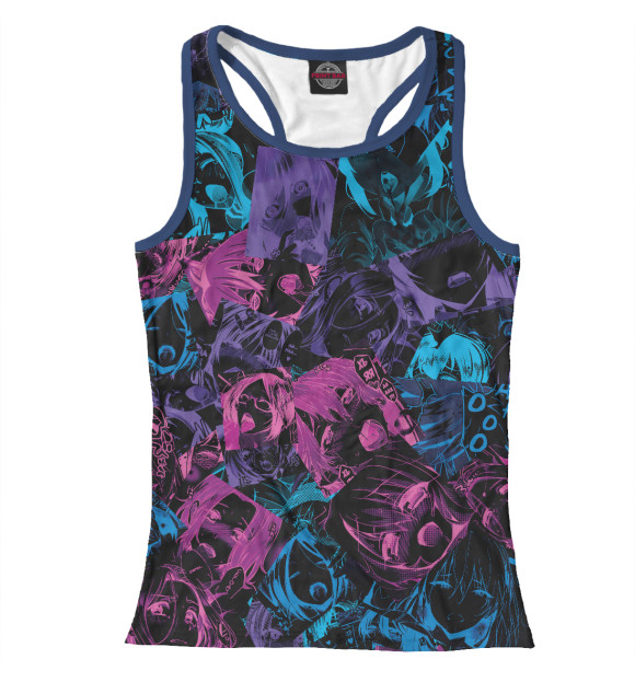 Женская майка-борцовка с изображением Neon Ahegao цвета Белый