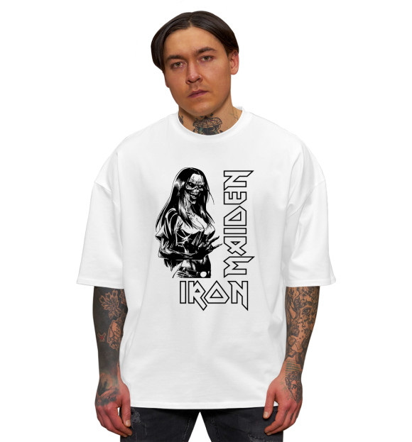 Мужская футболка оверсайз с изображением Iron Maiden цвета Белый