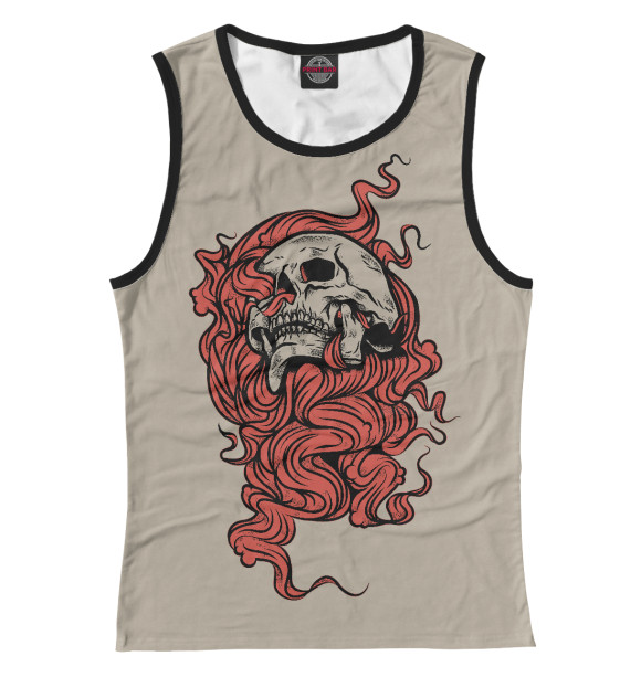 Женская майка с изображением Череп волокна красного цвета цвета Белый