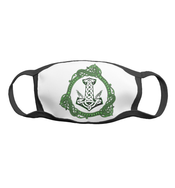 Маска тканевая с изображением Молот тора и вороны цвета Белый