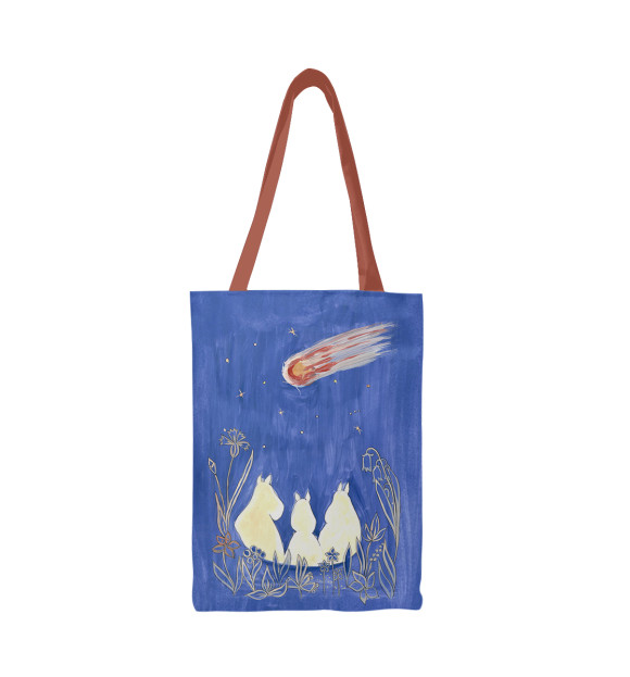 Сумка-шоппер с изображением Муми-тролли и комета цвета Белый