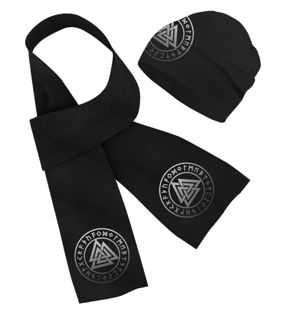 Шарф с изображением Валькнут цвета Белый