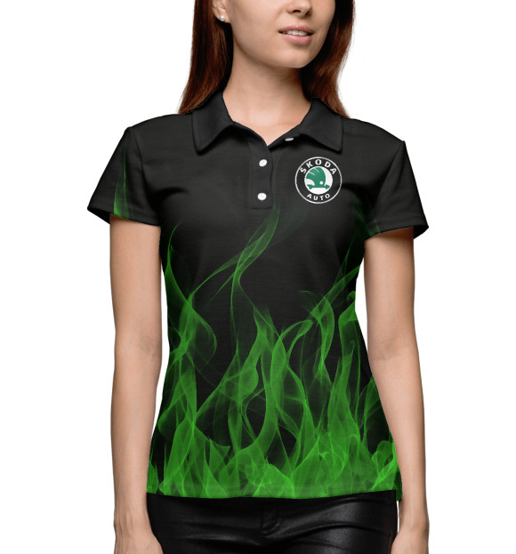 Женское поло с изображением SKODA | Шкода цвета Белый