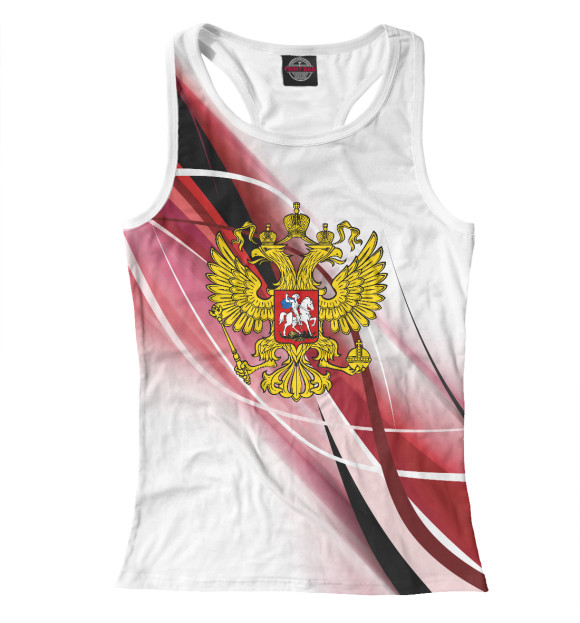 Женская майка-борцовка с изображением Российский Герб цвета Белый
