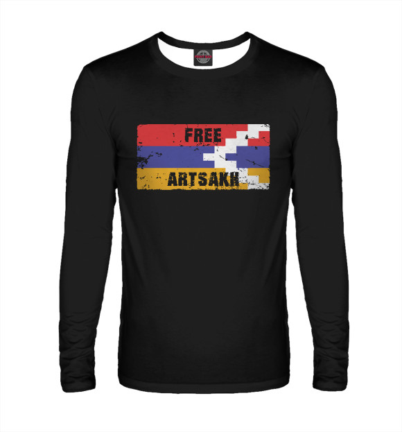 Мужской лонгслив с изображением Free Artsakh цвета Белый