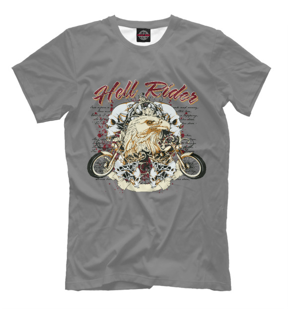 Мужская футболка с изображением Hell rider цвета Белый