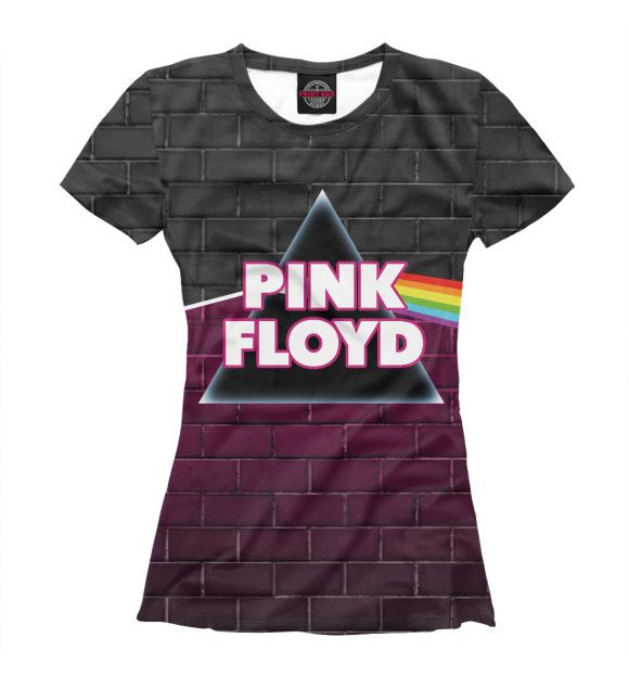 Женская футболка с притом Pink Floyd: Пинк Флойд радуга цвета Белый Женская футболка с изображением Pink Floyd: Пинк Флойд радуга цвета Белый