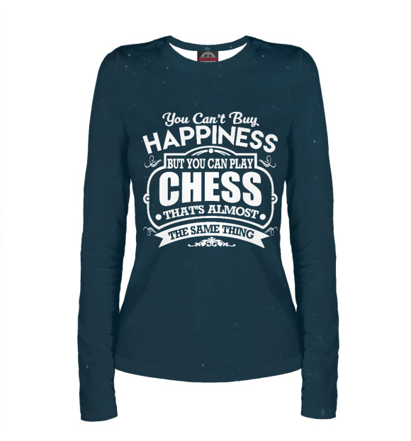 Женский лонгслив с изображением You happiness Chess цвета Белый