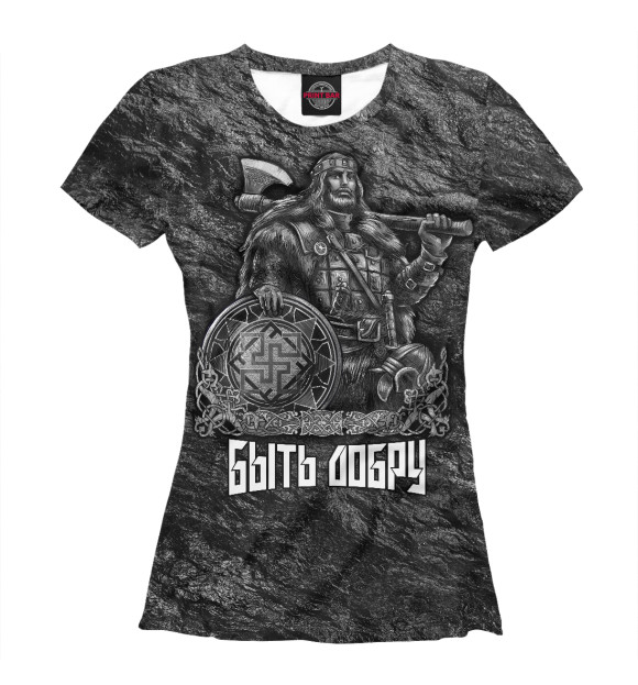 Женская футболка с изображением Русский воин цвета Белый