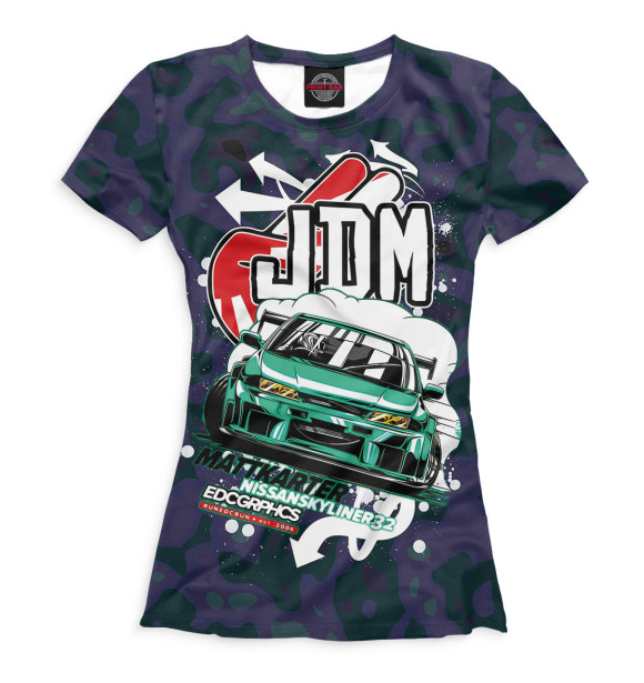 Футболка для девочек с изображением JDM цвета Белый