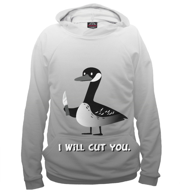 Женское худи с изображением Злой гусь цвета Белый