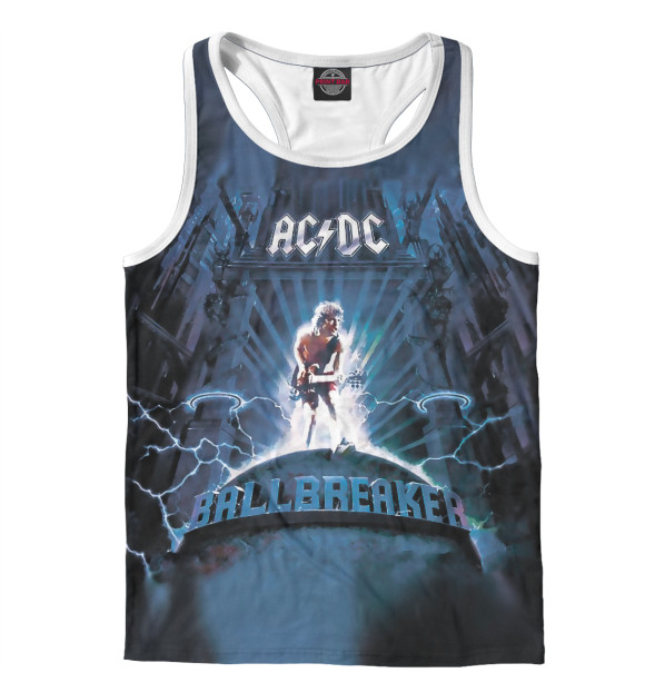 Мужская майка-борцовка с изображением AC/DC цвета Белый