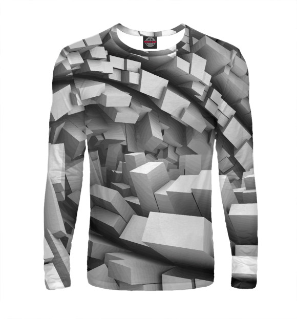 Мужской лонгслив с изображением 3D pattern цвета Белый