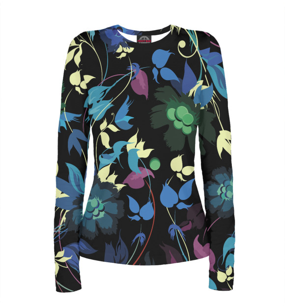 Женский лонгслив с изображением Colorful summer pattern цвета Белый