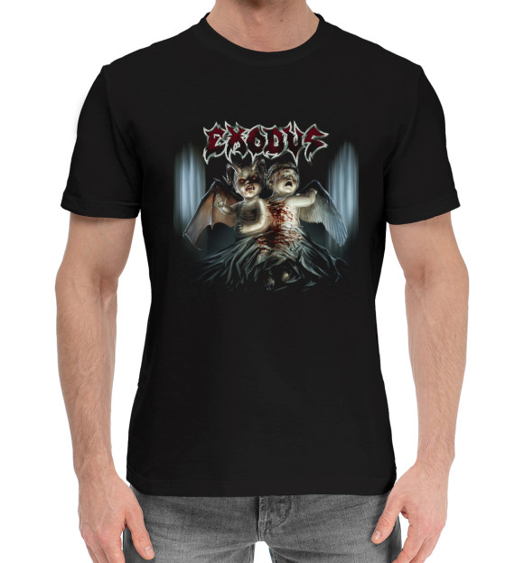 Мужская хлопковая футболка с изображением Exodus цвета Черный