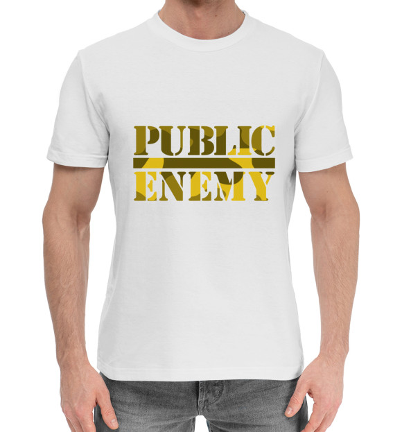 Мужская хлопковая футболка с изображением Public Enemy цвета Белый