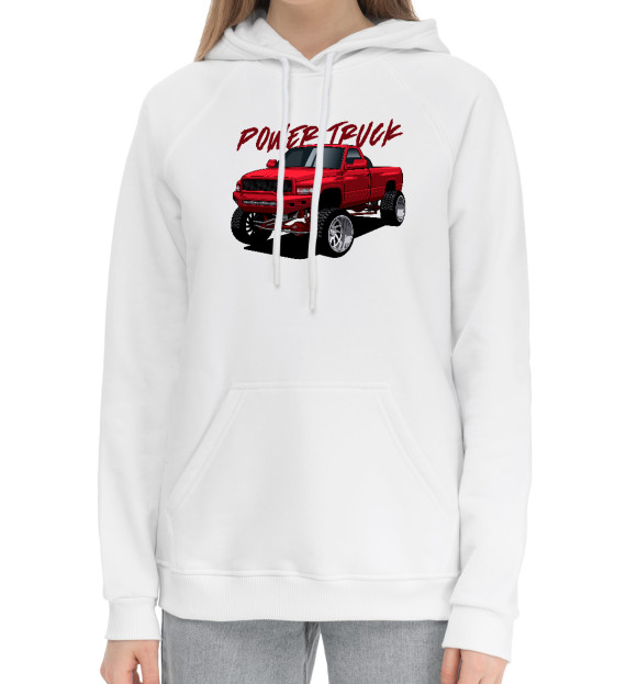 Женский хлопковый худи с изображением Dodge Ram цвета Белый