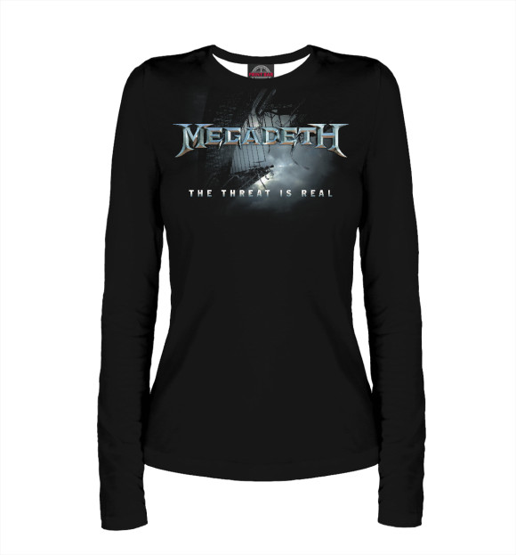 Женский лонгслив с притом Megadeth цвета Белый Женский лонгслив с изображением Megadeth цвета Белый