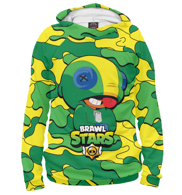 Мужское худи с изображением Leon Camo - Brawl Stars цвета Белый