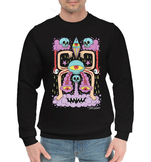 Мужской хлопковый свитшот с изображением КИЧЁВЫЙ УЖАС цвета Черный