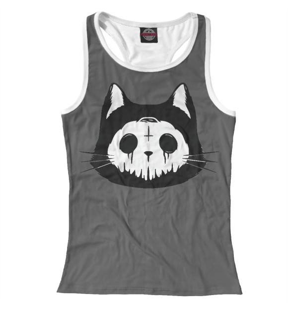 Женская майка-борцовка с изображением Котейка гот цвета Белый