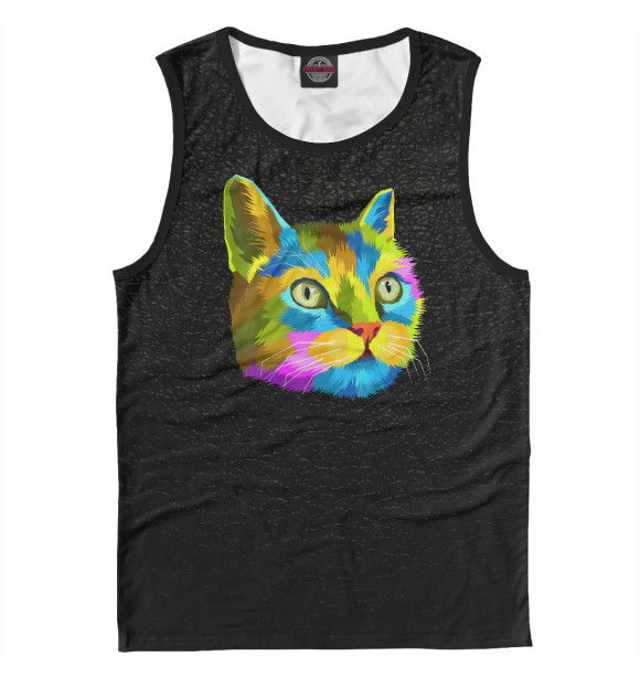 Майка для мальчика с изображением Rainbow Cut Cat цвета Белый