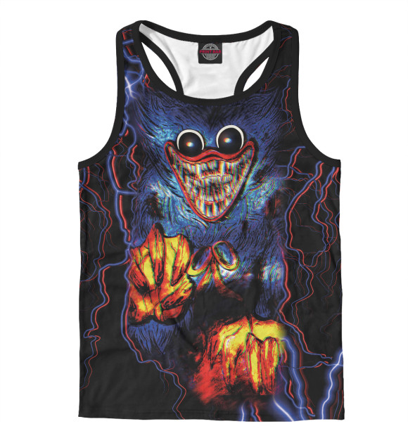 Мужская майка-борцовка с притом Хагги Вагги молния цвета Белый Мужская майка-борцовка с изображением Хагги Вагги молния цвета Белый