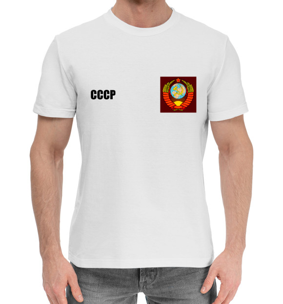 Мужская хлопковая футболка с изображением Олимпийка СССР цвета Белый