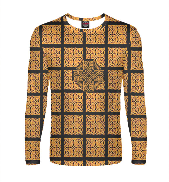 Мужской лонгслив с изображением Славянские символы цвета Белый