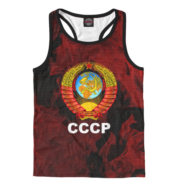 Мужская майка-борцовка с изображением СССР цвета Белый