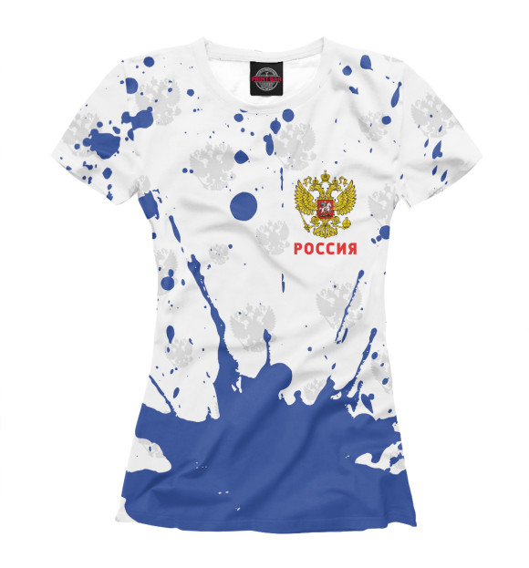 Футболка для девочек с изображением Россия / Russia цвета Белый