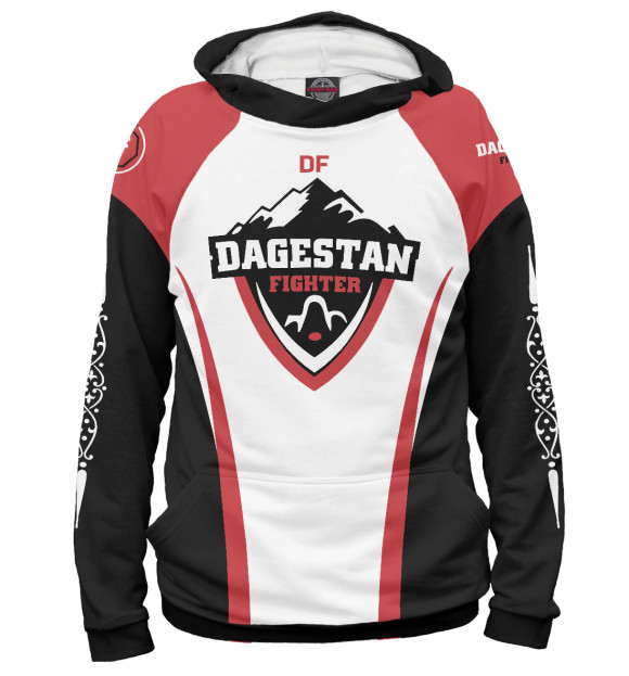 Мужское худи с притом Дагестан цвета Белый Мужское худи с изображением Дагестан цвета Белый