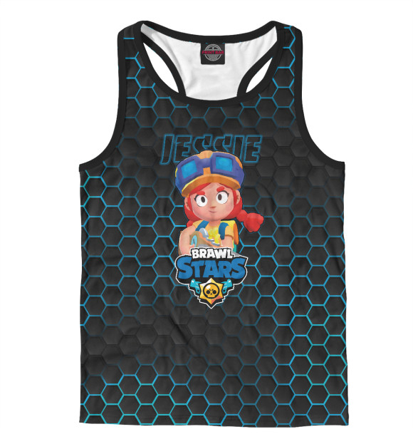 Мужская майка-борцовка с изображением Джесси. Brawl Stars цвета Белый