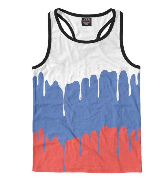 Мужская майка-борцовка с изображением Флаг России цвета Белый