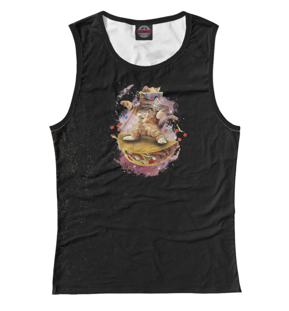 Майка для девочки с изображением Taco Cats In Space Cat цвета Белый