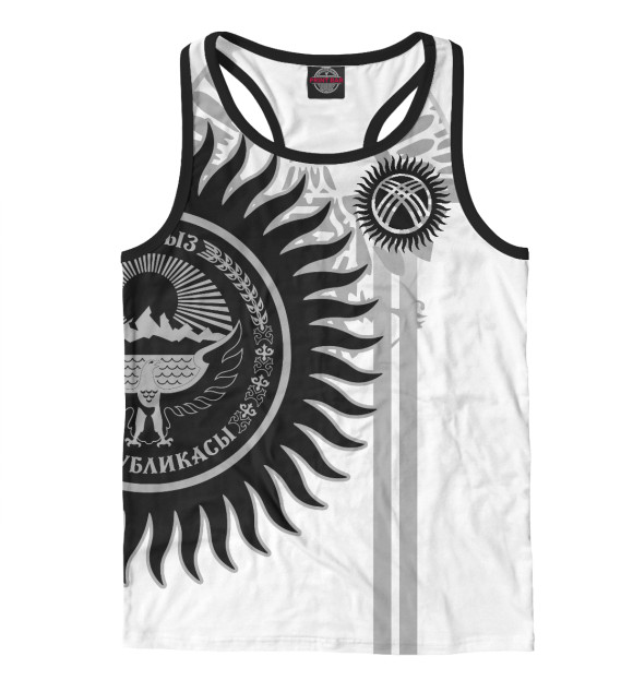 Мужская майка-борцовка с изображением Киргизия цвета Белый