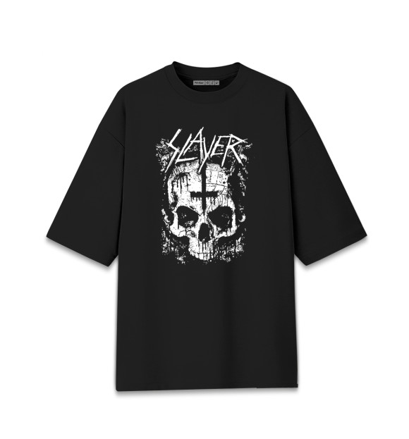 Мужская футболка оверсайз с изображением Slayer (cross) цвета Черный