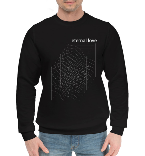 Мужской хлопковый свитшот с изображением Eternal love цвета Черный