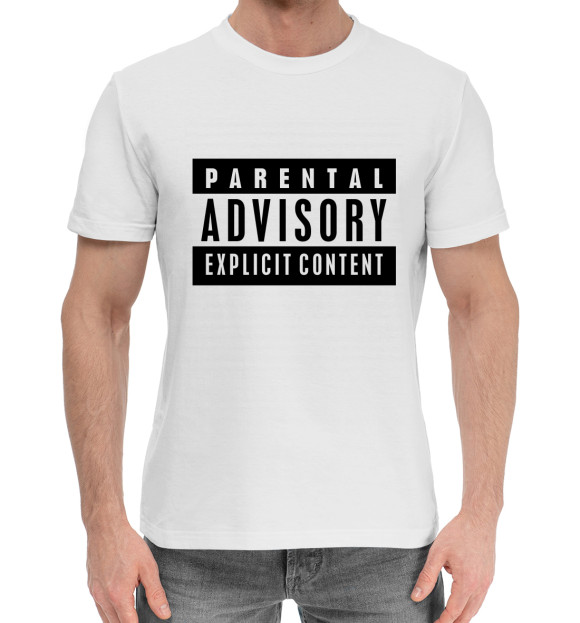 Мужская хлопковая футболка с изображением Parental Advisory цвета Белый