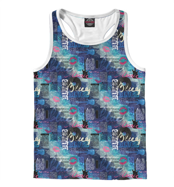 Мужская майка-борцовка с изображением Blues цвета Белый