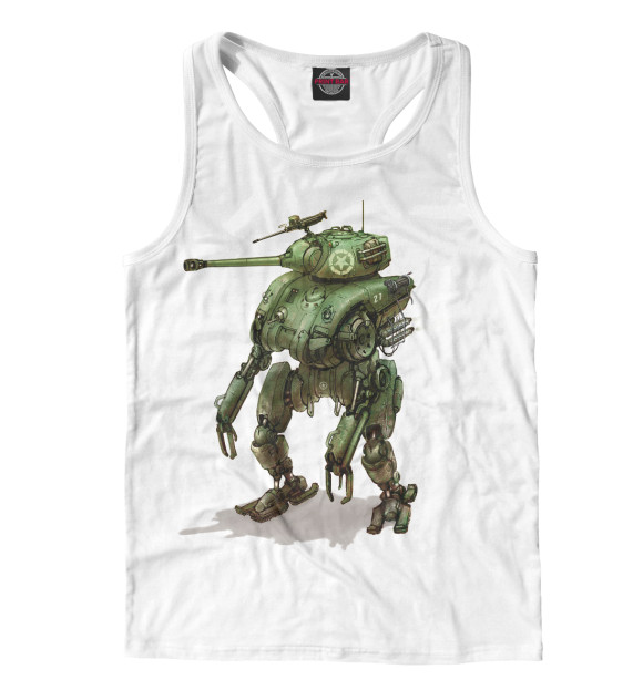 Мужская майка-борцовка с изображением Танк трансформер цвета Белый