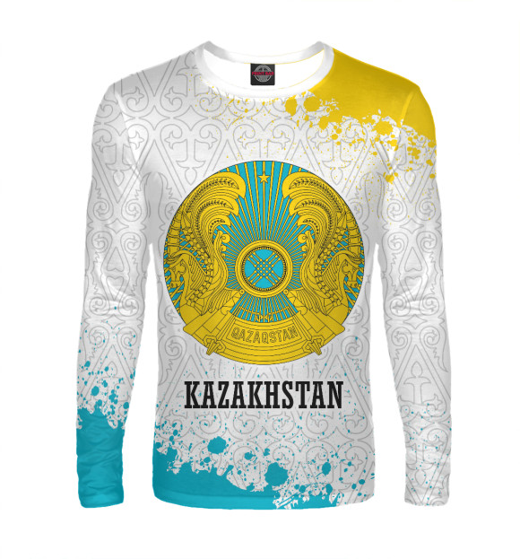Мужской лонгслив с изображением Kazakhstan / Казахстан цвета Белый