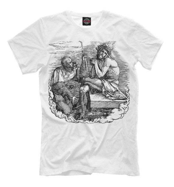 Мужская футболка с изображением Дюрер гравюра цвета Белый