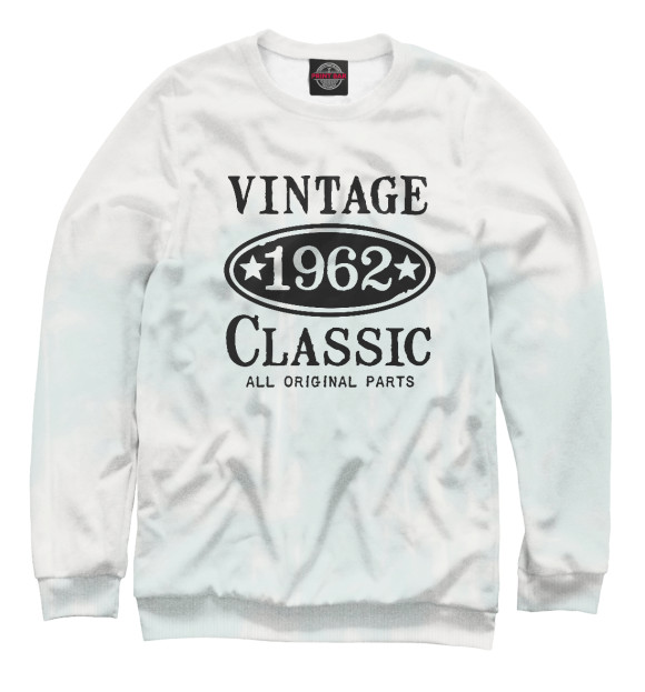 Мужской свитшот с изображением Vintage Classic 1962 цвета Белый
