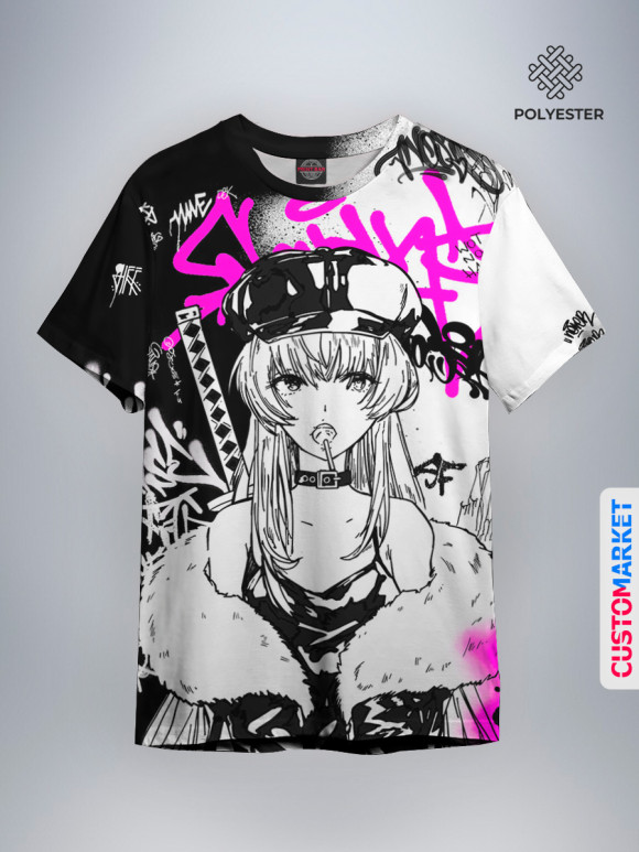 Женская футболка с изображением Аниме Хаос цвета Белый
